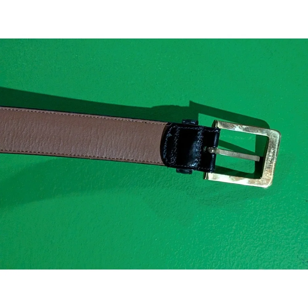 Luca DiMarco Belt Mens Black Leather Belt Brass Buckle‎ Size 34
